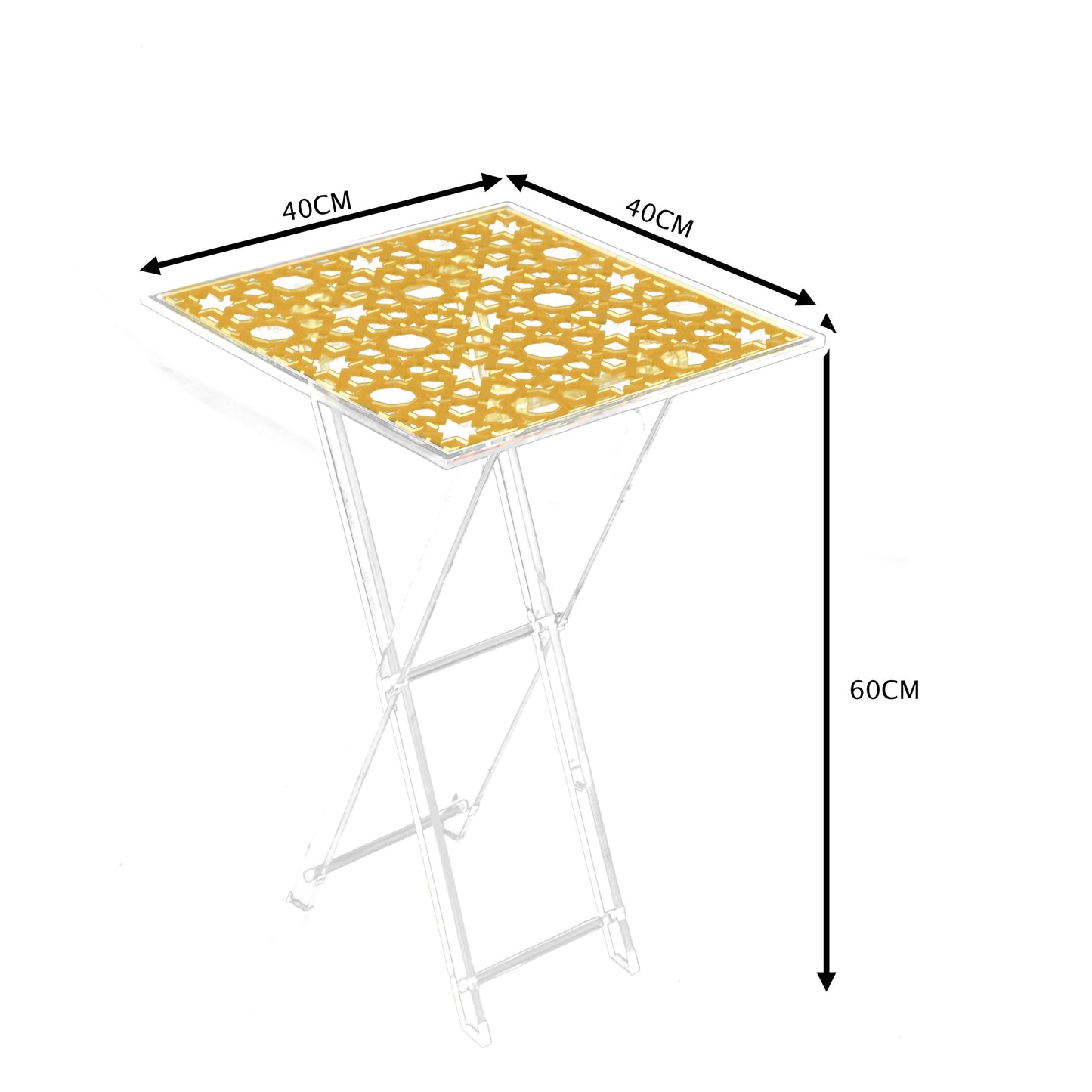 Square Golden Foldable Acrylic Table