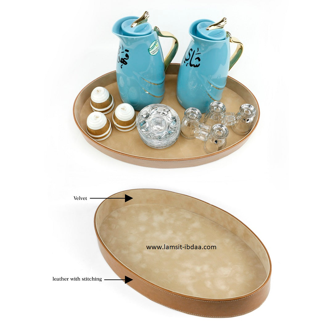 صينية جلد بيضاوية