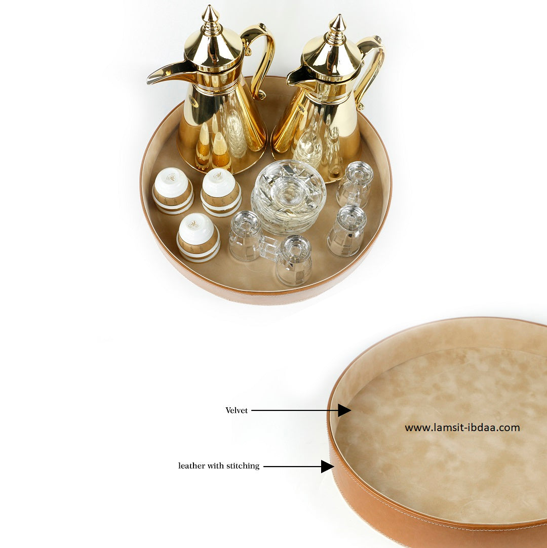 صينية جلد مستديرة