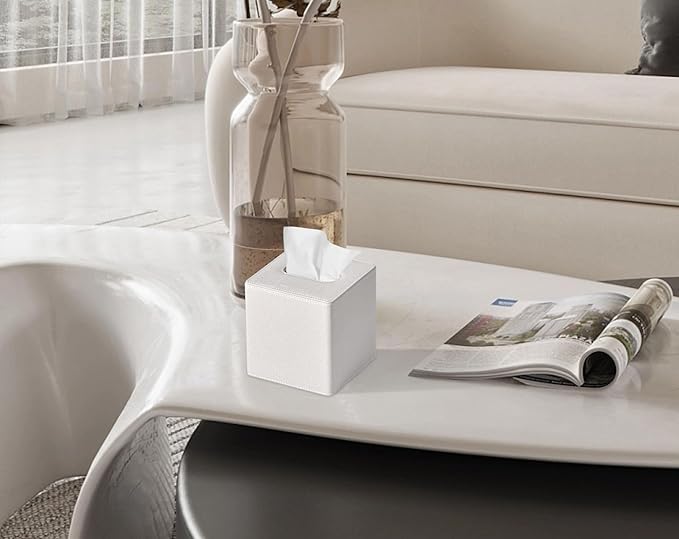 Cubic Leather Tissue Box - 5 Available Colors