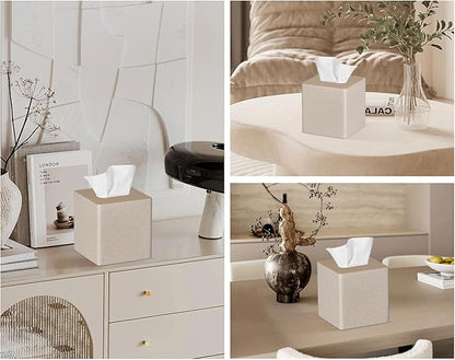 Cubic Leather Tissue Box - 5 Available Colors