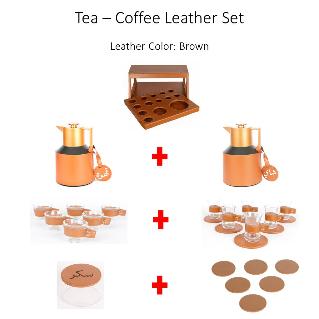 Double Decker Leather Coffee - Tea Set