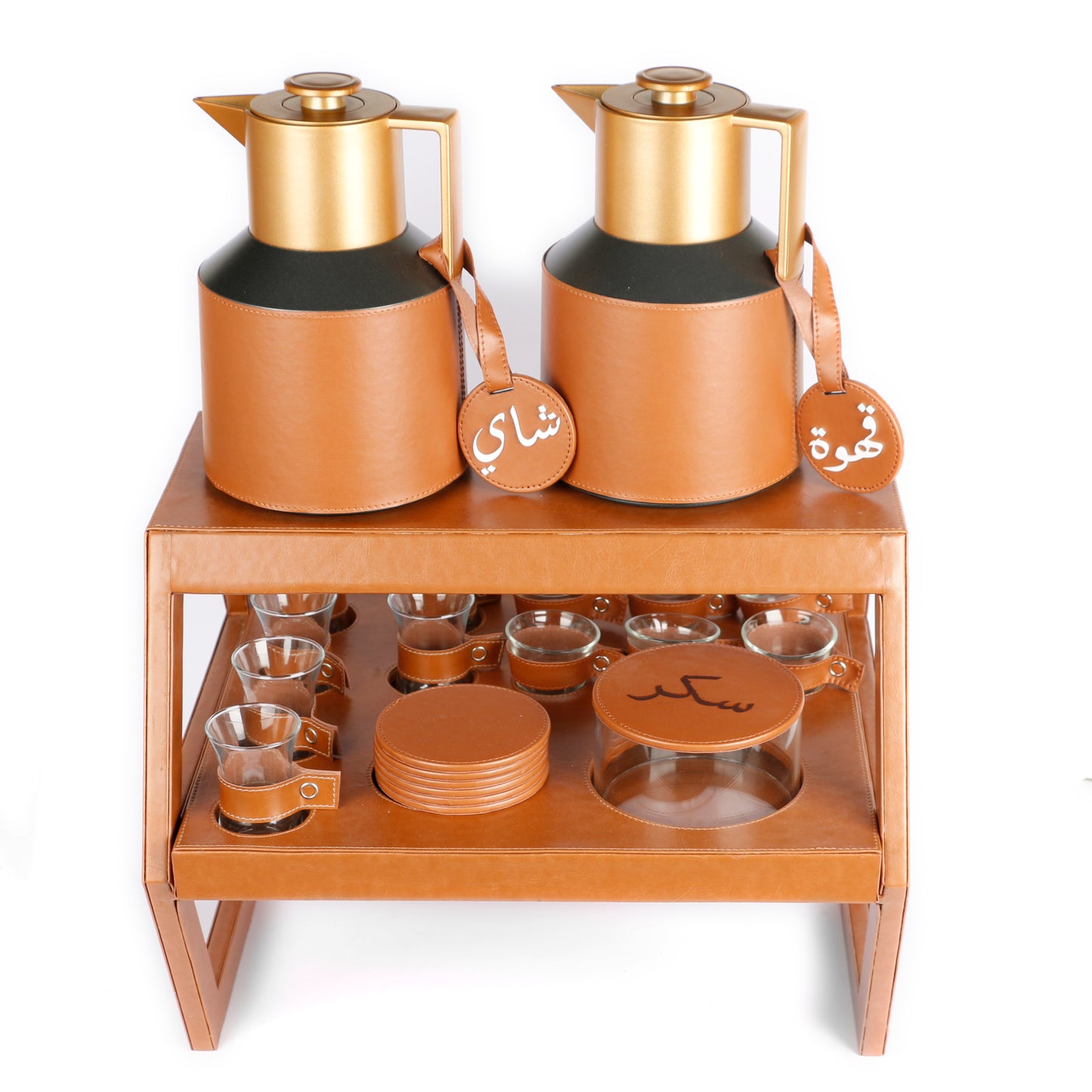 Double Decker Leather Coffee - Tea Set