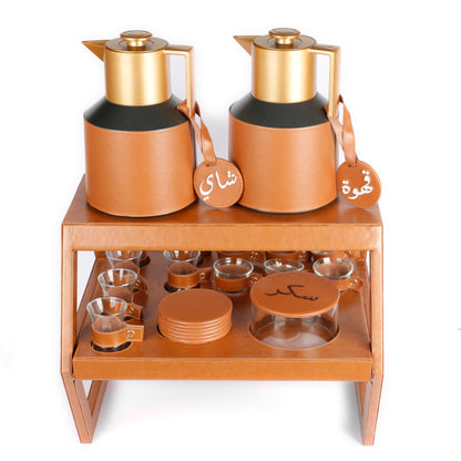 Double Decker Leather Coffee - Tea Set