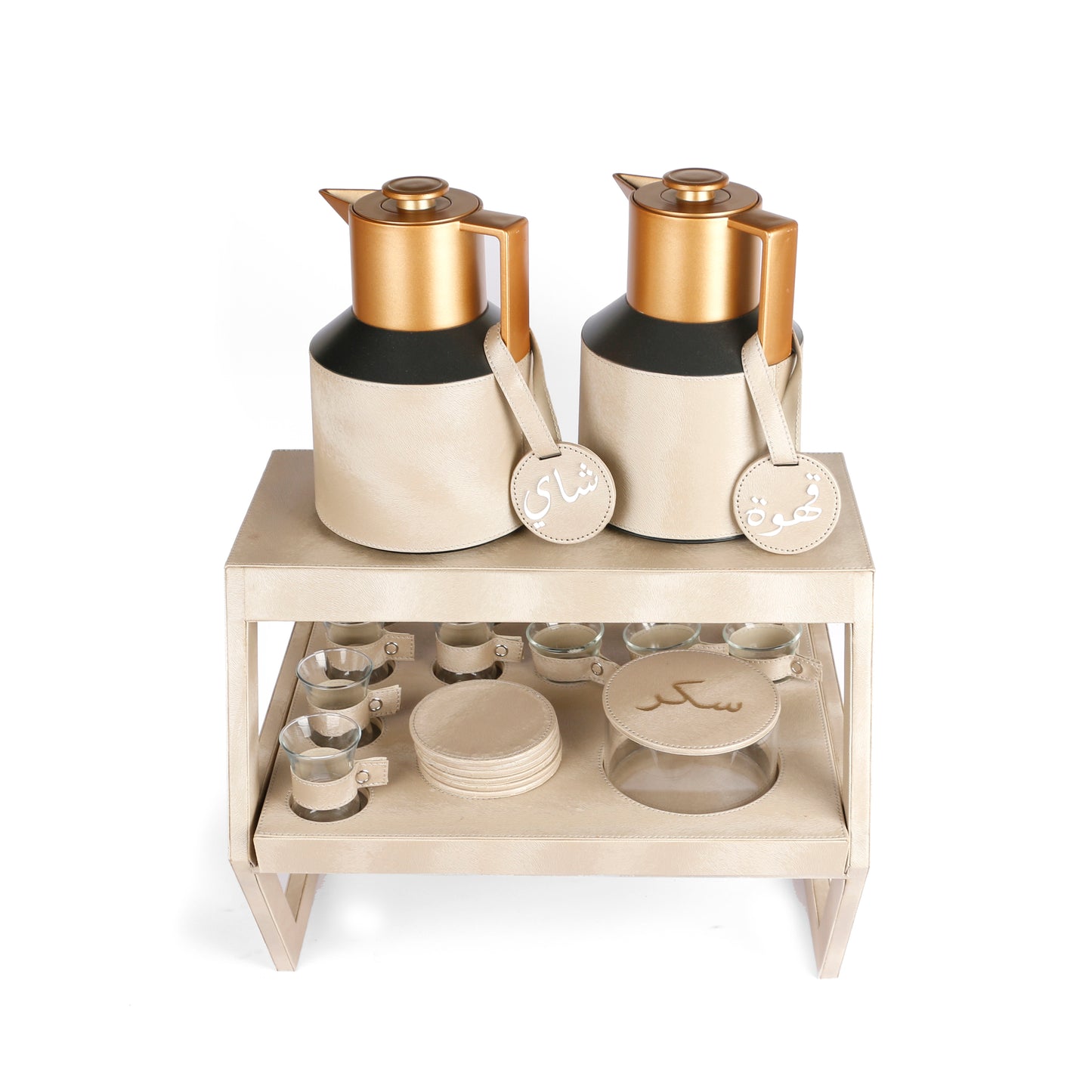 Double Decker Leather Coffee - Tea Set