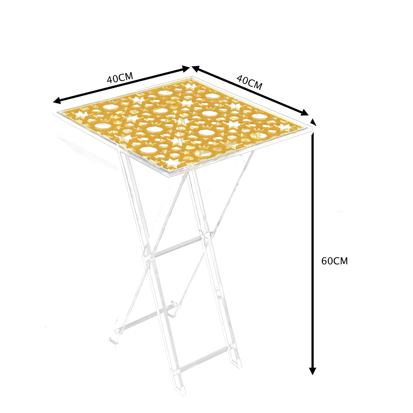 طاولة أكريليك مربعة ذهبية قابلة للطي