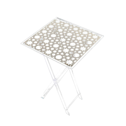 Square Silver Foldable Acrylic Table